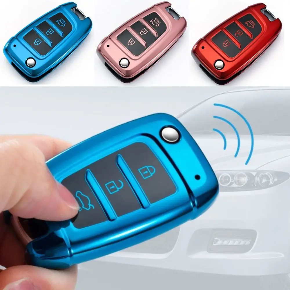 Key Protector Car Folding Key Case Skin Holder Car Key Cover for Hyundai/Tucson/Kona/Azera/Solaris 2/Elantra i30 i35 i40