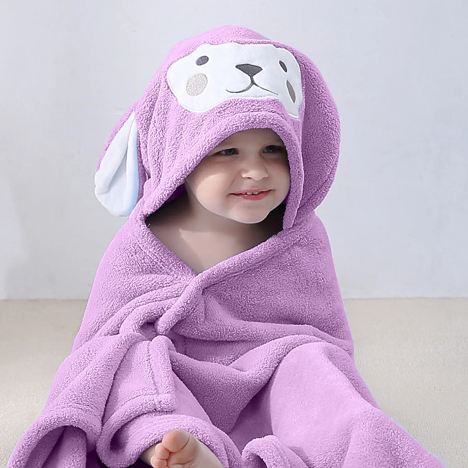 Cartoon Animal Baby Bath Towel Newborn Girl Boy Wrap Blanket Absorbent Baby Bathrobe Hooded Coral Fleece Bath Towels 0-12 Months