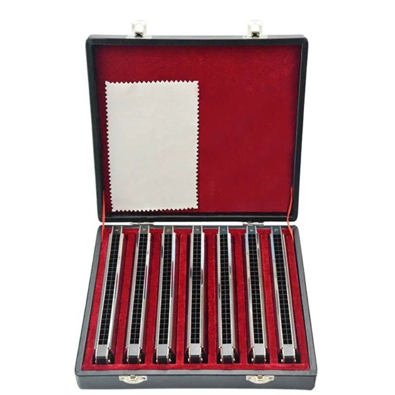 Chromatic Harmonica ABCDEFG Key Harmonicas Set Professional Performed 24 Hole Harmonica Adult Children Band Playing Harmonicas