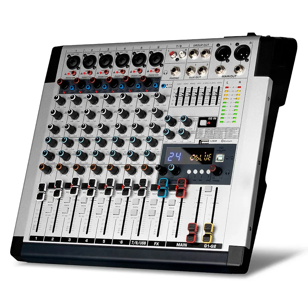 Biner AG8 Professional Audio Interface 8 Channels USB Digital Audio Mixer DJ Controller/Audio Console Mixer