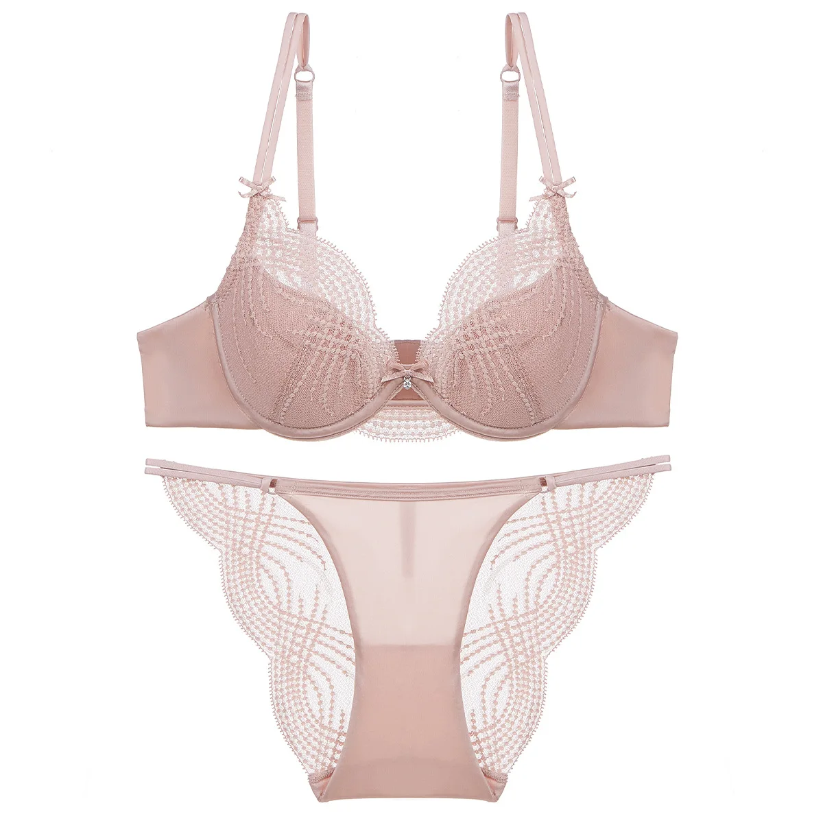 

Женский сексуальный комплект белья с кружевом: тонкий прозрачный бюстгальтер и трусики с подкладкой, элегантный комплект для женщин.