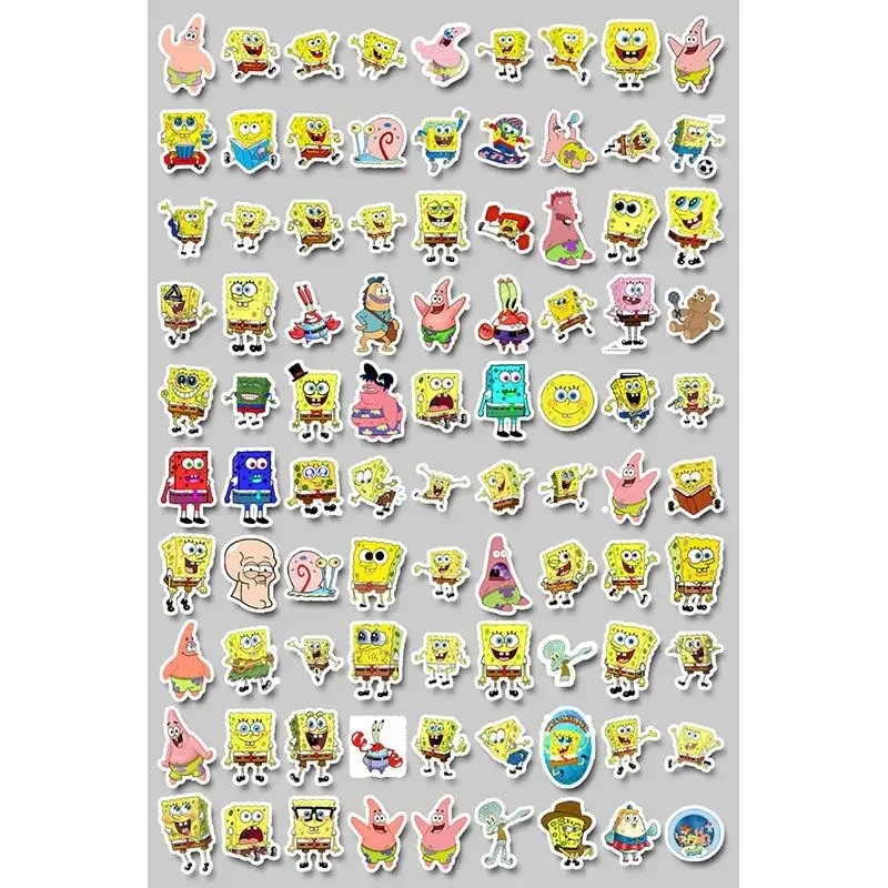 90PCS SpongeBob SquarePants Patrick Star Sticker Cartoon Mobile Phone Case Luggage Refrigerator Decoration Sticker Wholesale