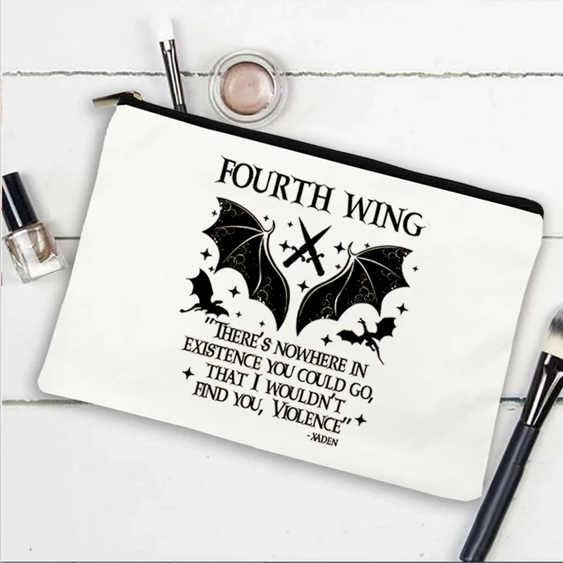 Fourth Wing Canvas Basgis War Academy Dragon Knight Makeup Bag Violet Sorrengail Xaden Riorson Dark Fantasy Academy Medicine Bag