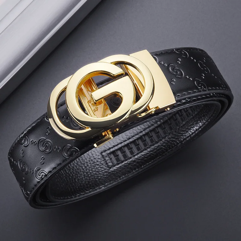Luxury Men's Belt, Automatic Buckle Belt for Men, High Quality Genuine Leather Belt Printed Design Men's Business Belt Men