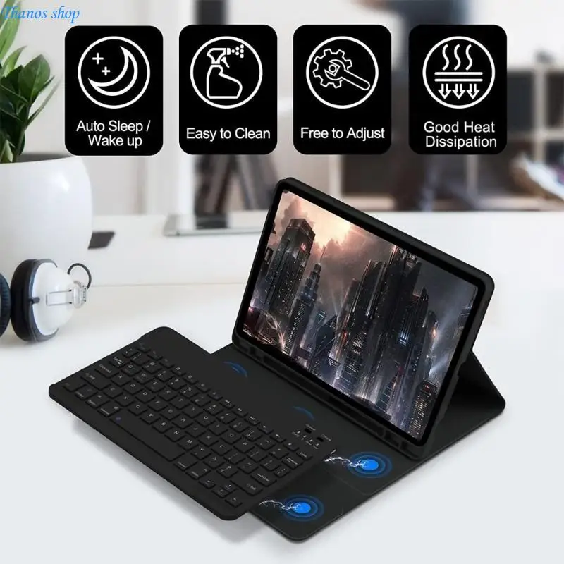 

For Tab S9FE 11inch Keyboard Case Protective Stand Cover Case with Bluetooth-compatible Keyboard for 11inch Tablet X37A