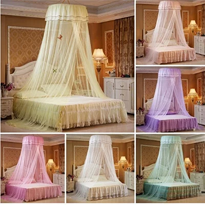 مظلة شبكية مستديرة باللون الأزرق المائي، شبكة لينة لسرير الأطفال الصغار، شبكة قابلة للتنفس لحماية سرير الطفل، حلقة معلقة على شكل قبة