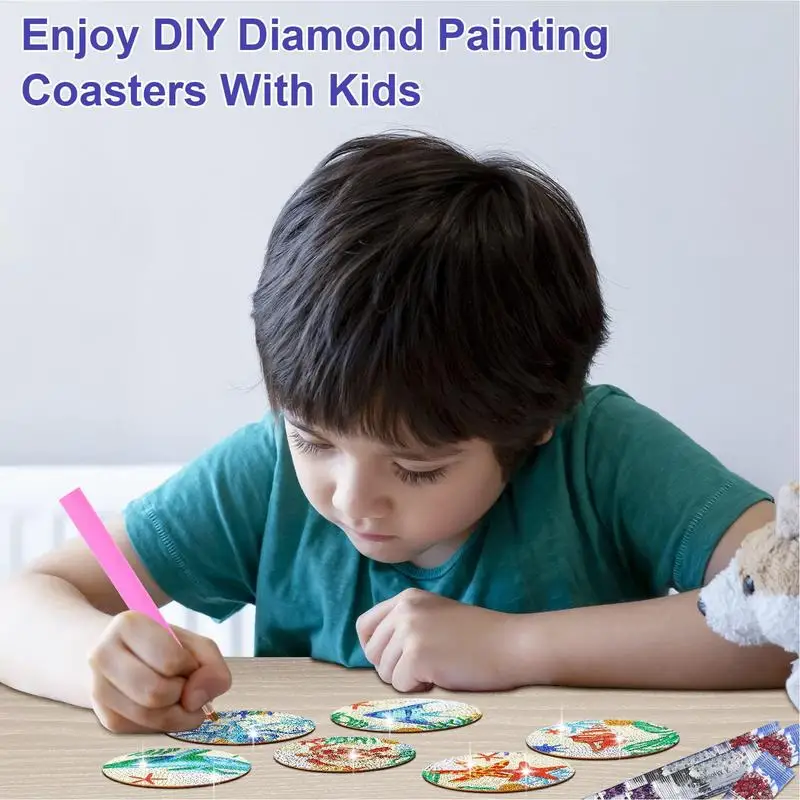 Gem Painting Coasters Craft Kits Painting Art Gem Coasters Ornament Holiday Party Favors Exquisite Cup Holder Desktop