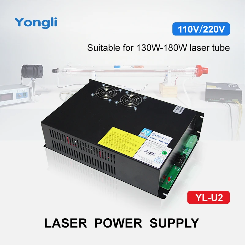 Yongli 130 واط-180 واط YL-U2 CO2 مصدر طاقة الليزر 130 واط 150 واط 160 واط 180 واط أجزاء معدات الليزر لآلة القطع والنقش بالليزر #1
