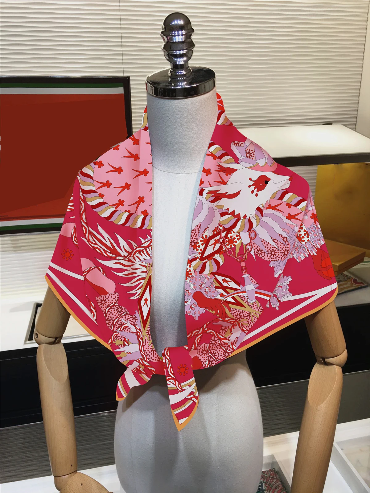 90cm New Hot Fox Print Twill sciarpa di seta scialle quadrato donna Hijab Bandana Foulard fazzoletto da collo testa Sjaal protezione solare sciarpe testa