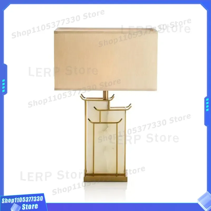 Modern Marble Pattern Table Lamp Neoclassical Design for Living Room Bedroom Soft Decoration New Chinese Style Designer Model