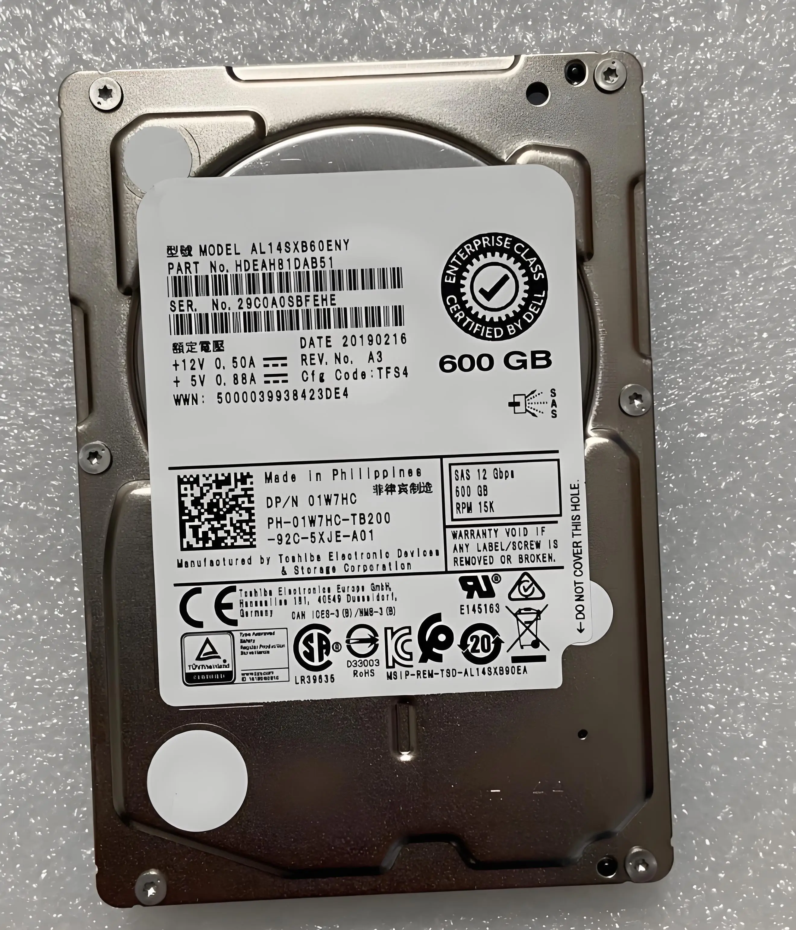 

For 600G 1W7HC AL14SXB60ENY 01W7HC SAS 12G 2.5-inch 15K server hard disk