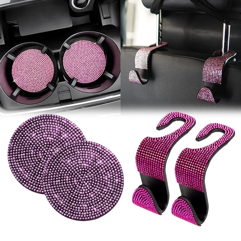 Car Seat Back Hook Pad Hanger Rhinestone Storage Hanger Universal Auto Headrest Mount Storage Holder Car Interior Accessorie