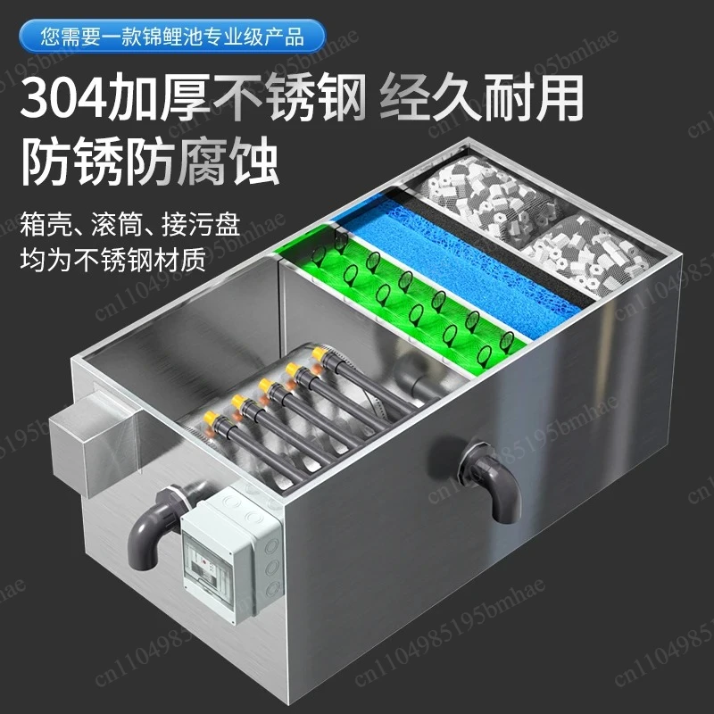 Fish pond rotary drum micro filter stainless steel automatic pond filter equipment  pond water circulation system