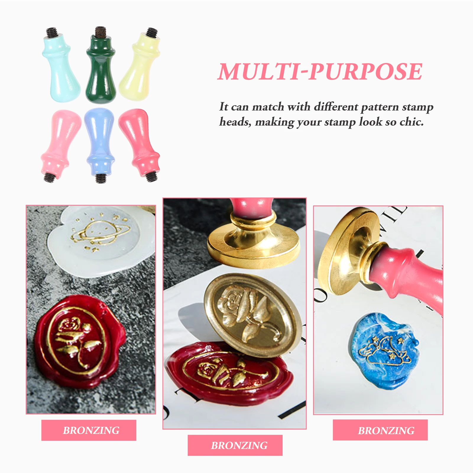 

6pcs Decorative Wax Seal Stamp Handle Replacement Parts Durable Diy Handle For Wedding Invitation Sealing Stamps Set Kit