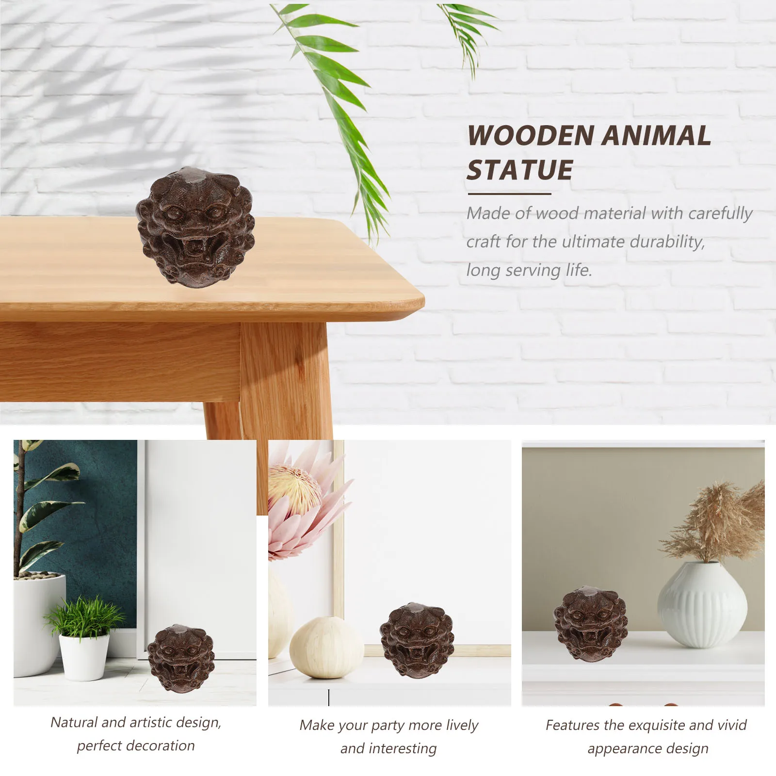 

Wooden Ornament Auspicious Carving Home Office Bedroom Table Decor Mini Statue Figure Auspicious Decoration Wood Animal Statue