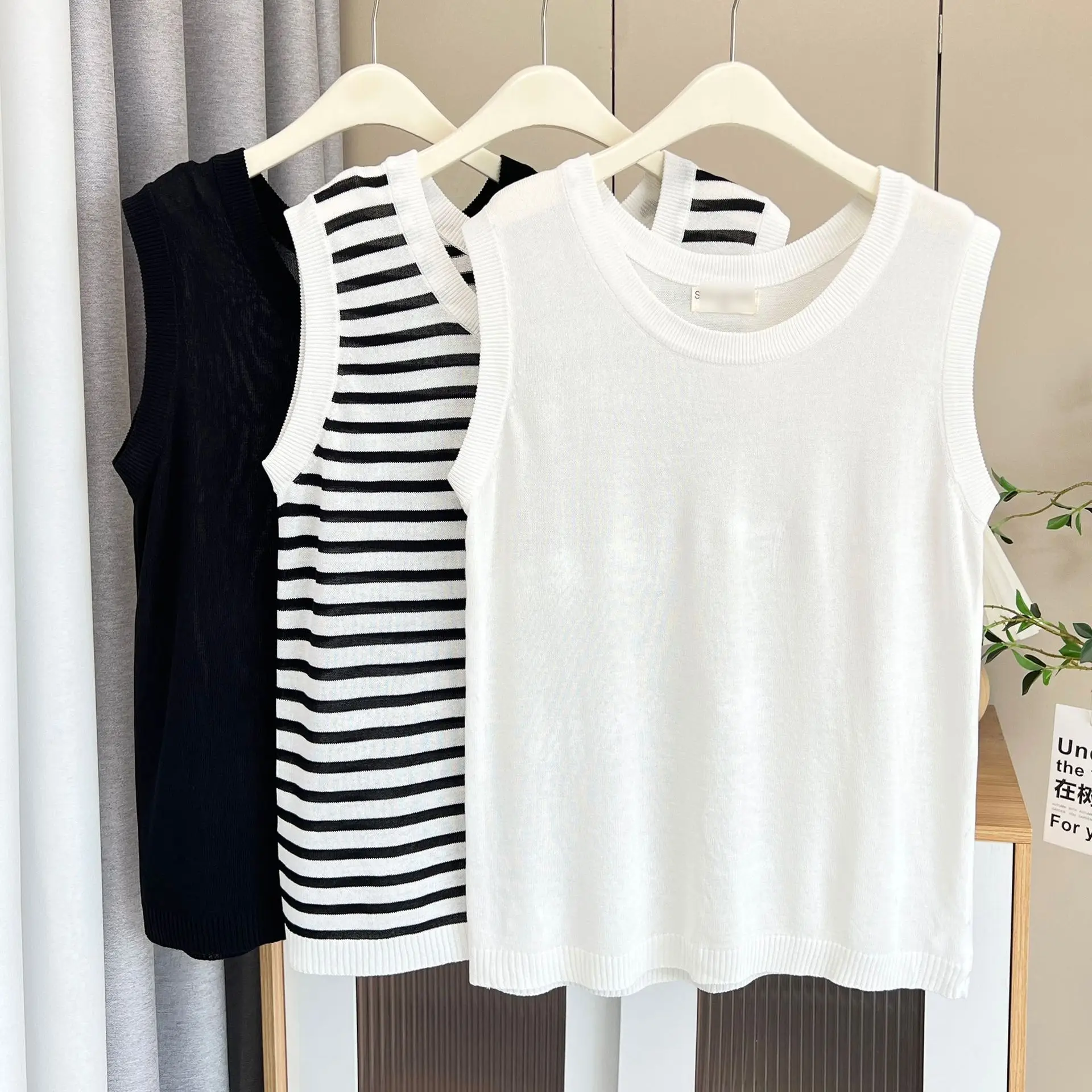 ฤดูร้อนใหม่ 100KG ผ้าไหมน้ําแข็งบางถัก Tank Top PLUS ขนาดเสื้อกั๊กสําหรับผู้หญิง 725