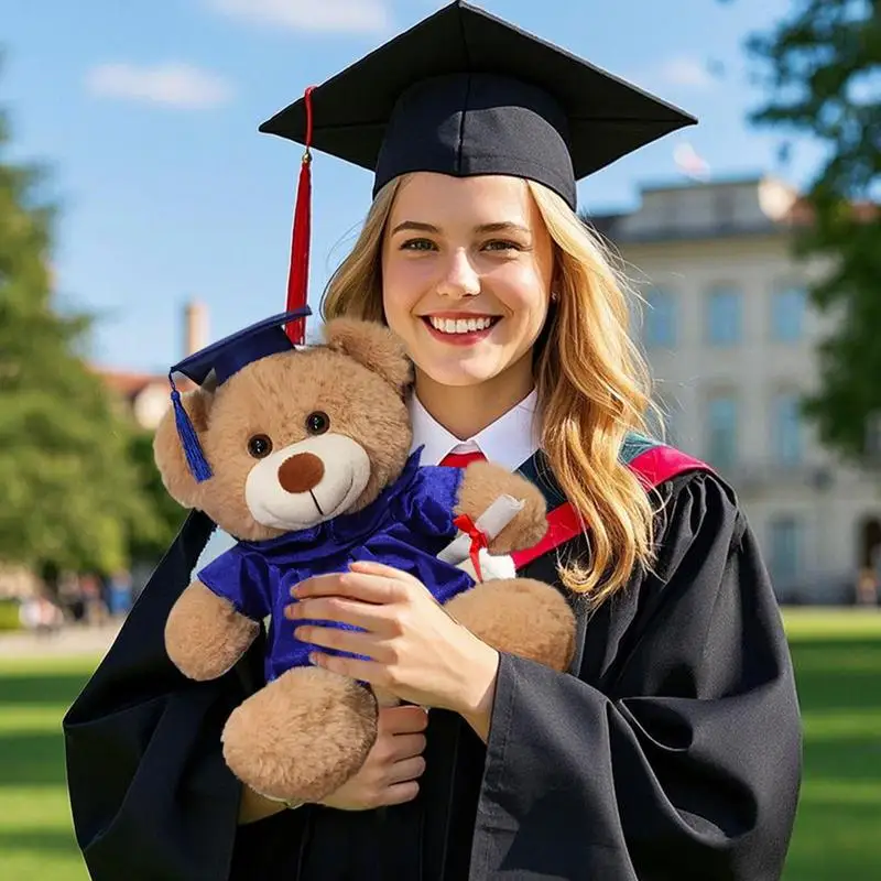 Bear With Graduation Hat Toys Stuffed Toy Doll With Hat Soft Plush Pillows Portable Comfortable Toy For Family Friends Children