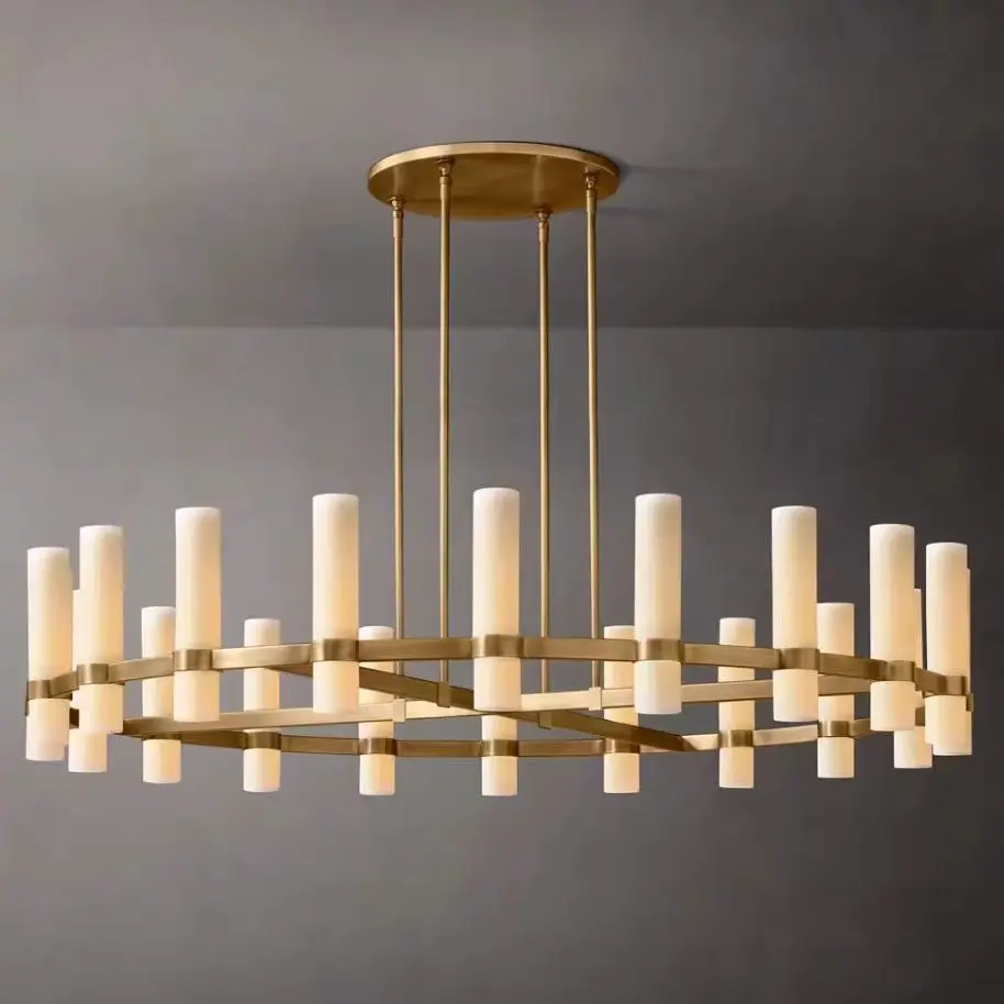 All-copper American living room chandelier, simple dining room bar island table one-character chandelier