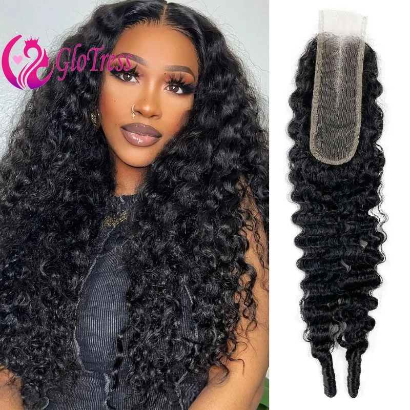 20 Inch Burmese Curly 2x6 HD Transparent Lace Closure Middle Part Brazilian Remy Human Hair Closure with Baby Hair Natural Color