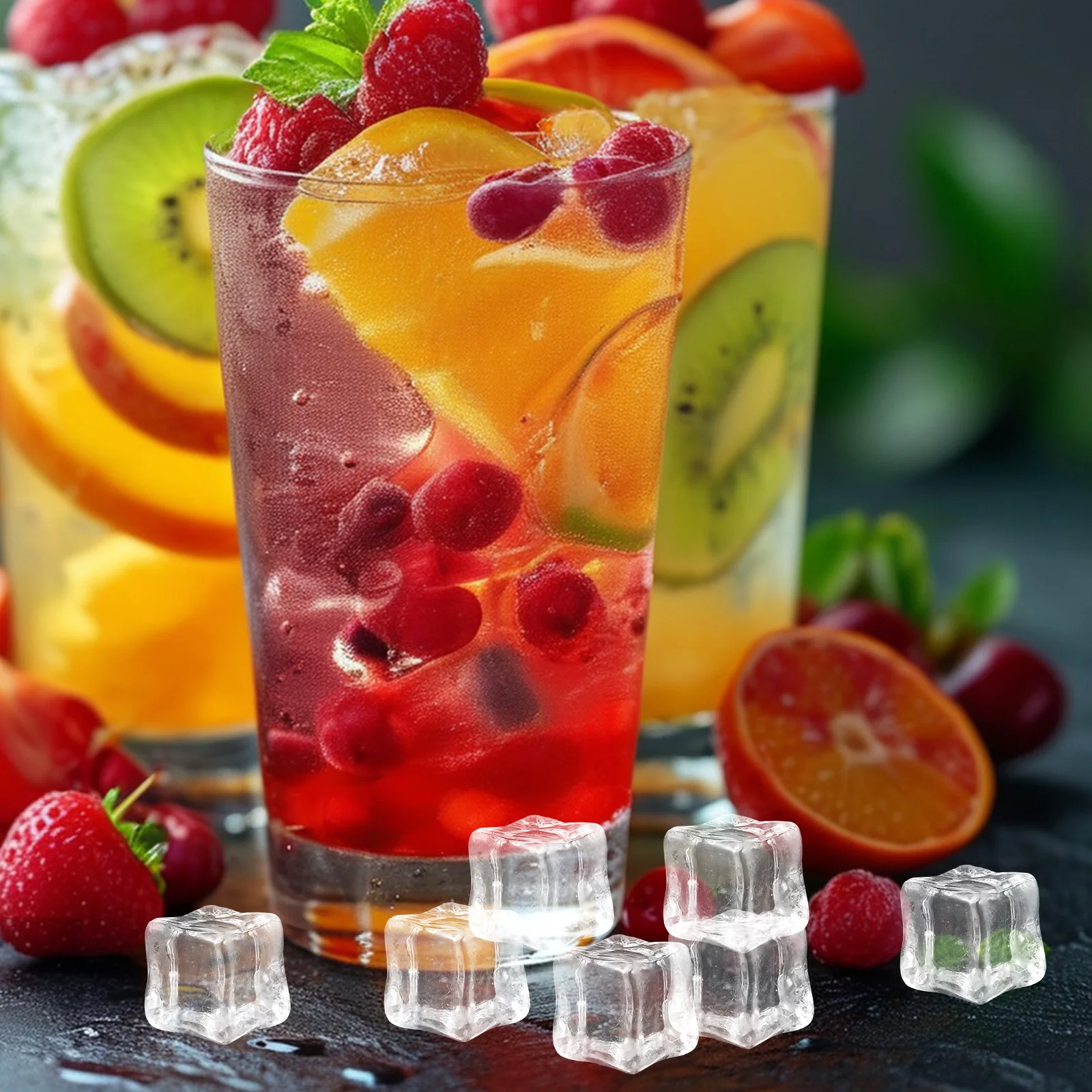 130 peças cubos de gelo simulados 18mm pedras de gelo falsas transparentes para mesa artificial enchimentos de vaso de dispersão decoração peça central coquetel