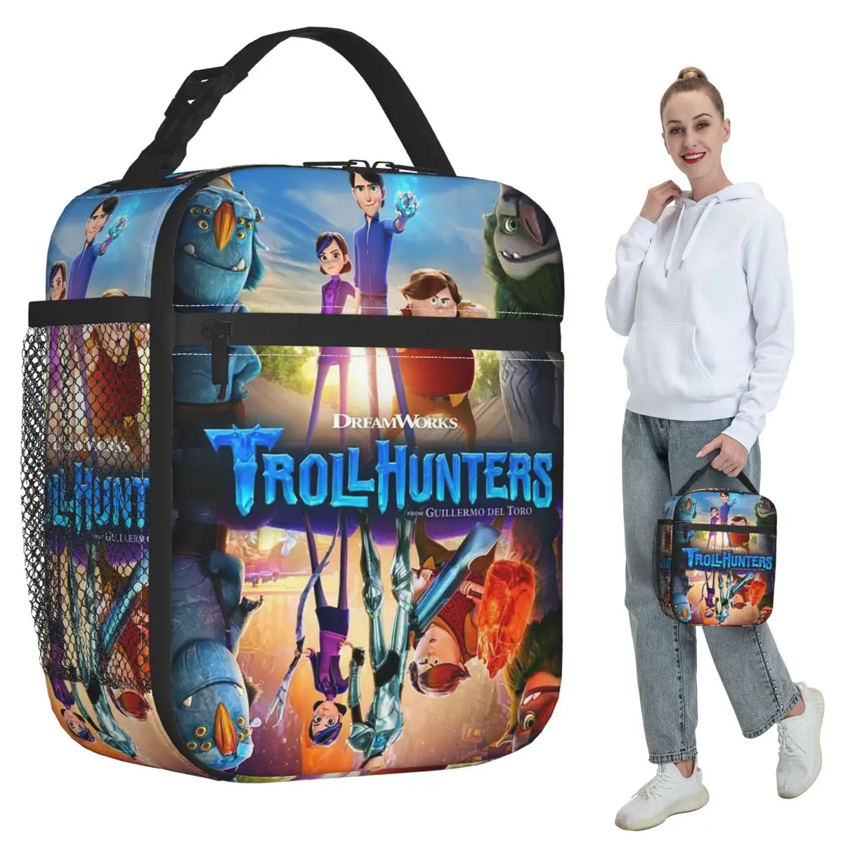 حقيبة غداء معزولة من كارتون TrollHunters للأطفال، صندوق طعام حراري مبرد للمدرسة، حاوية صناديق الغداء المحمولة #1