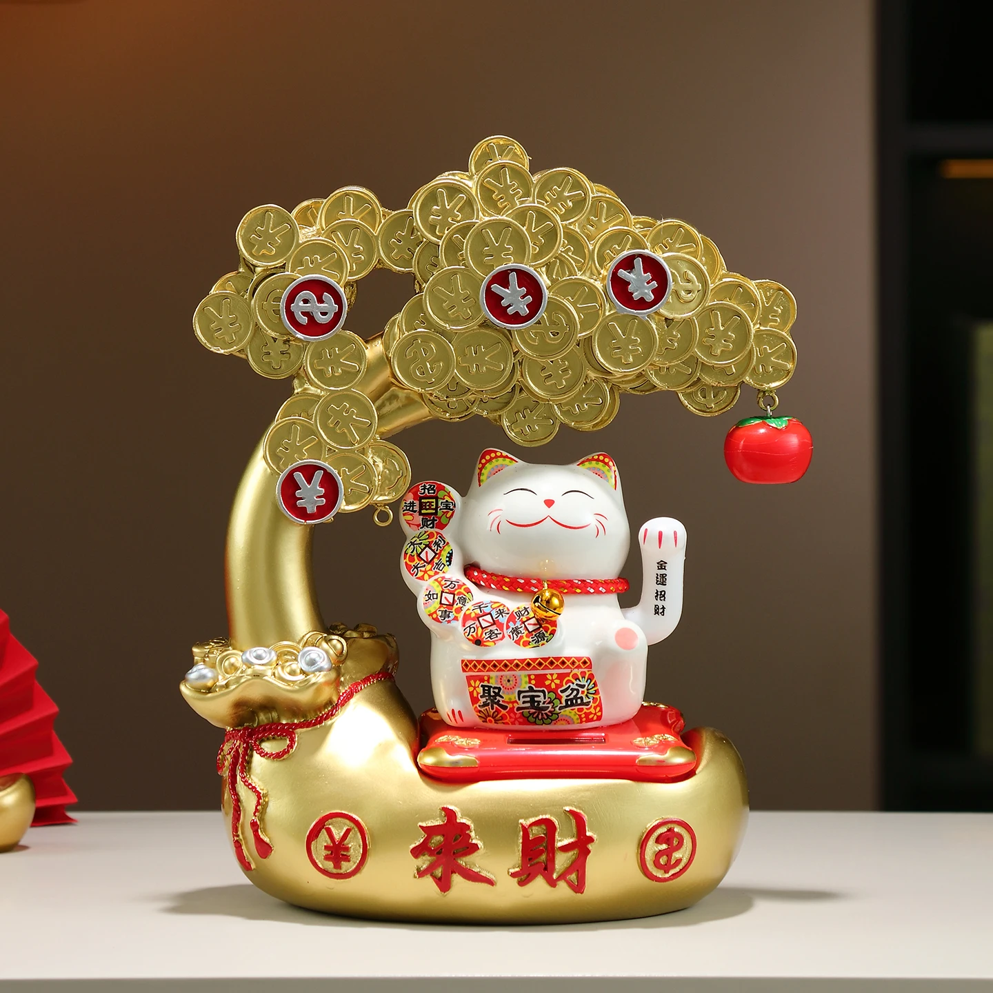 Lucky cat ornament automatically beckons the company's front desk checkout page Fortune tree decoration friends open a store a