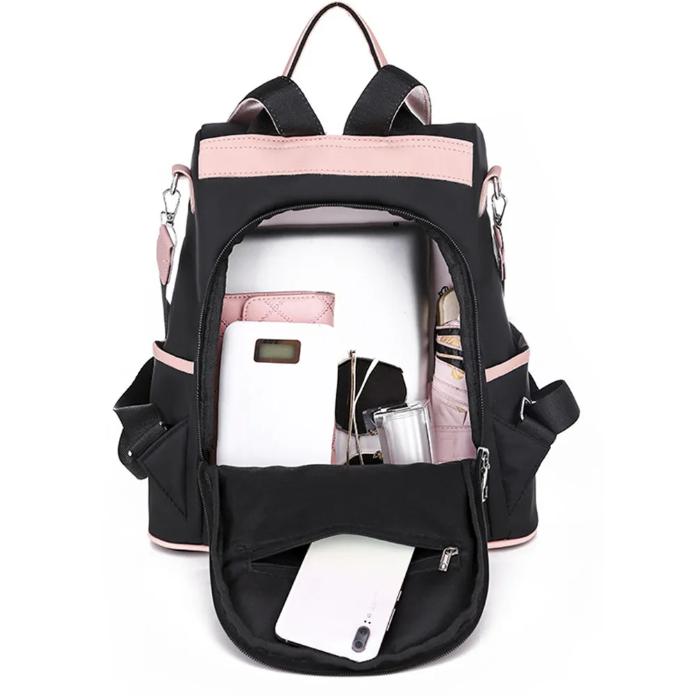 

Черный противоугонный дорожный рюкзак из ткани Оксфорд, водонепроницаемая многофункциональная сумка через плечо большой вместимости, школьная сумка, повседневная сумка для женщин