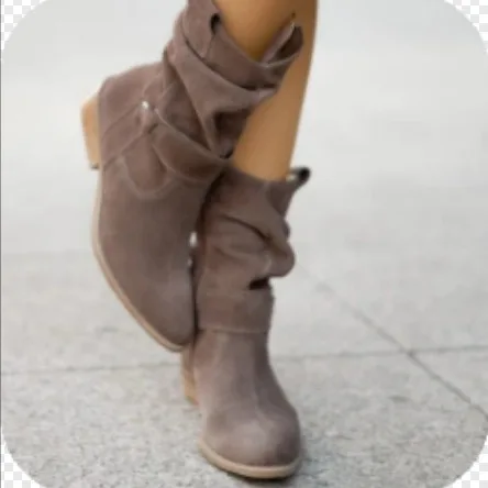 New Fashion Women's Boots Low Heel Suede Middle Tube Trendy Street Photography Fashion Boots High Quality Women's Shoes