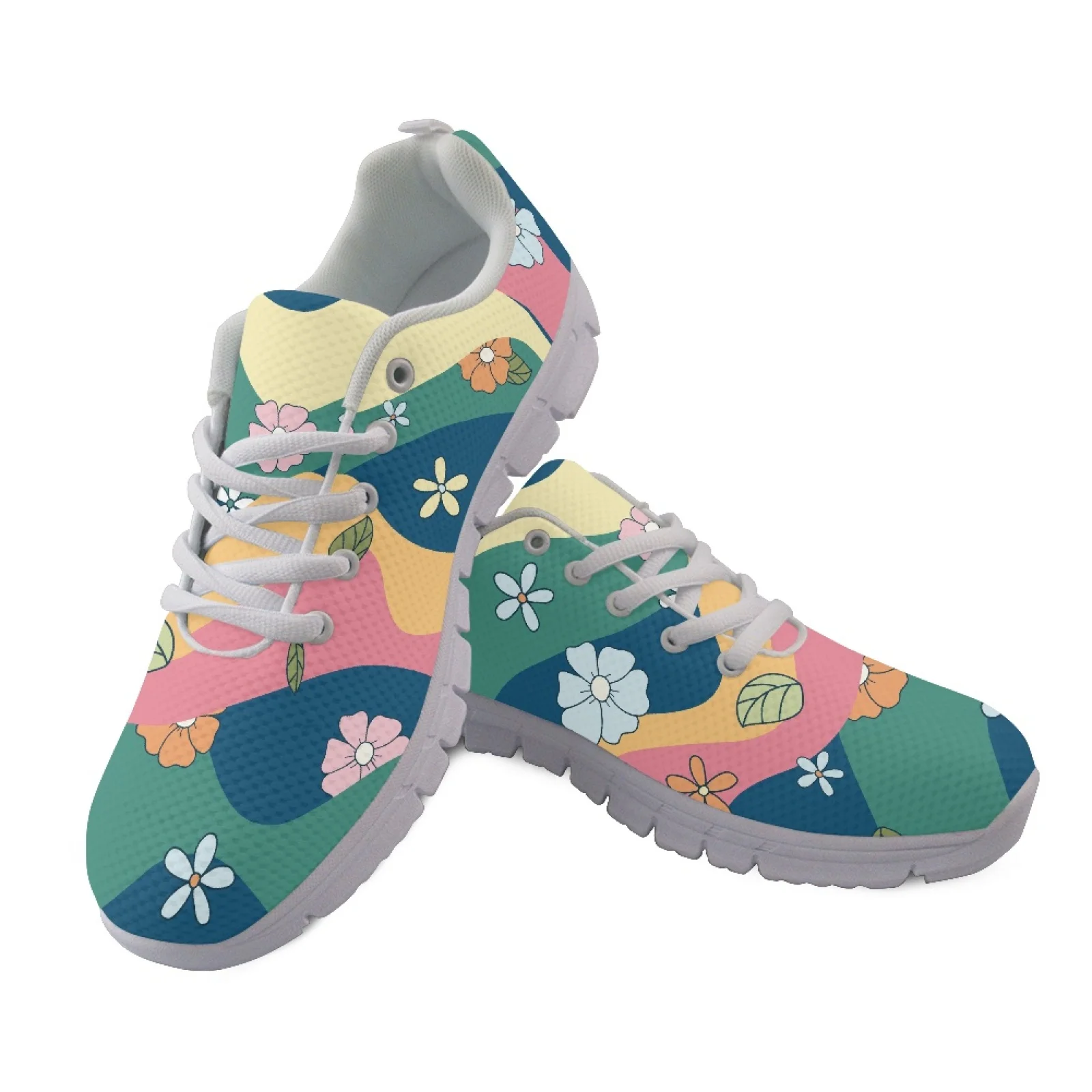 Coloranimal Lace Up Breathable Work Shoe for Men Mens Travel Training Shoes for Running Funny Flowers