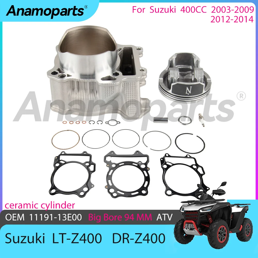 Big Bore 94MM For 2003-2014 Suzuki LTZ 400 434CC Motorcycle Cylinder Piston Gasket Top End Rebuild Overhaul Kit  ATV 11191-13E00