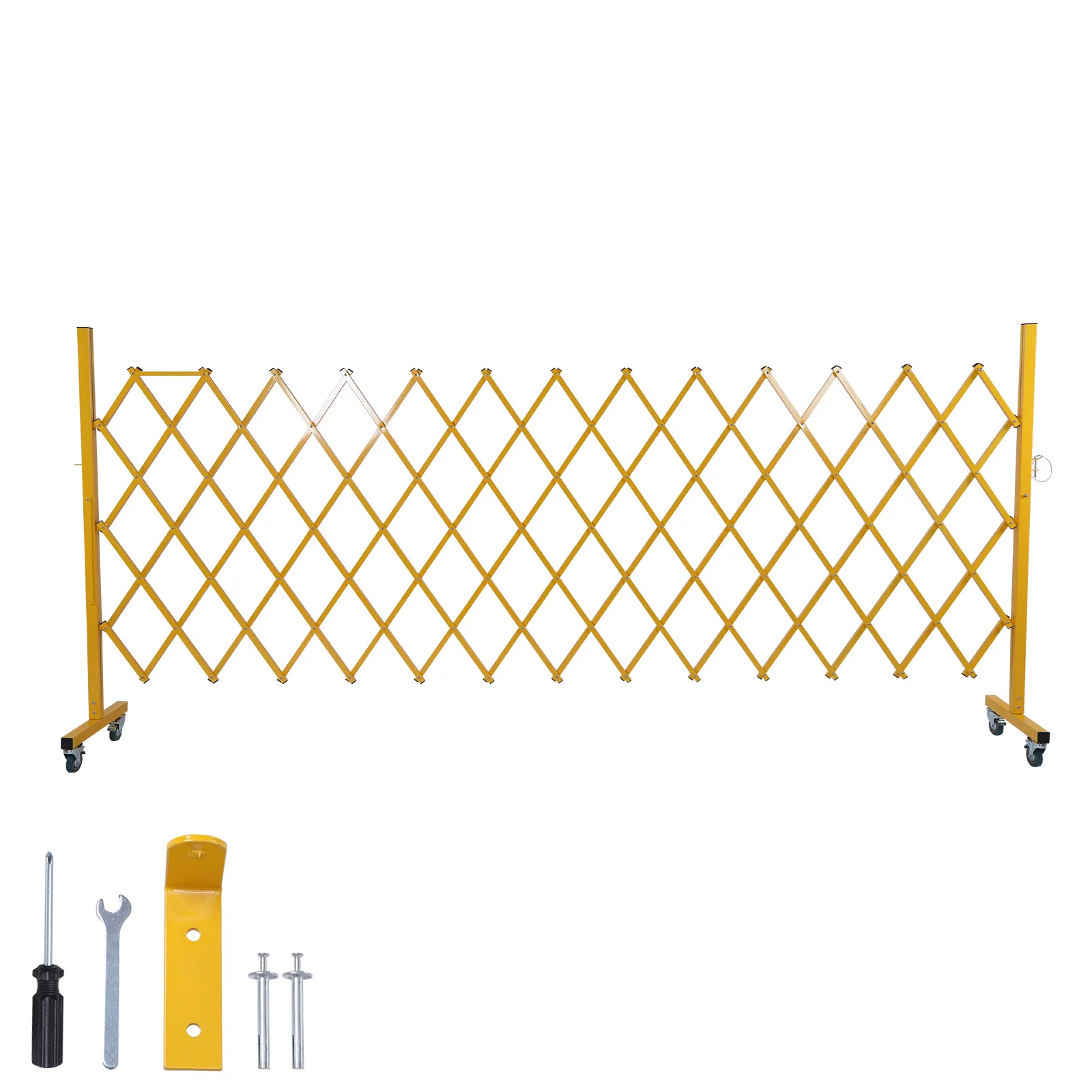 

Expandable Industrial Metal Barricade with Casters 0-180 Degree Rotating for Garage Home School Warehouse