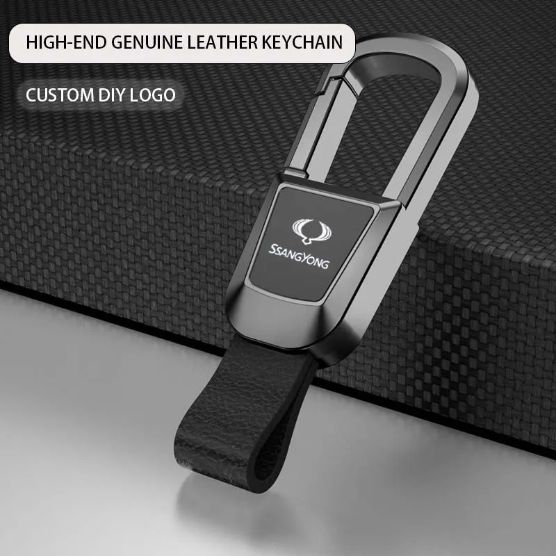 Car Leather Key Chain keychain Pendant Leather Ring For Ssangyong Kyron Actyon Sport Tivoli Torres Korando C300 Accessories 2024