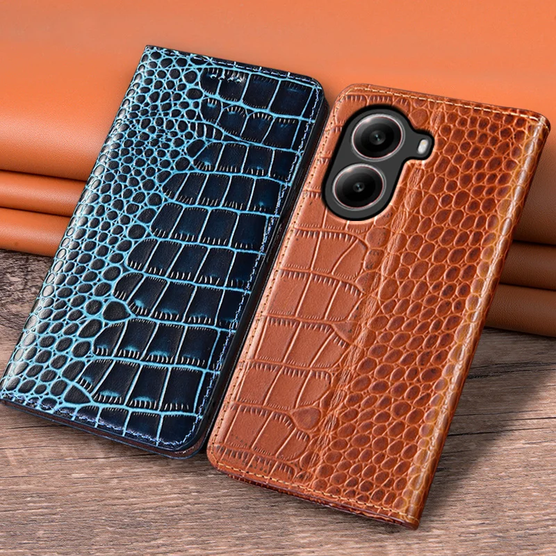 

Flip Case For XIAOMI Redmi Turbo 4 Turbo4 Pro 5G Genuine Leather Magnetic Cover Luxury Cowhide Crocodile Pattern Wallet Cases