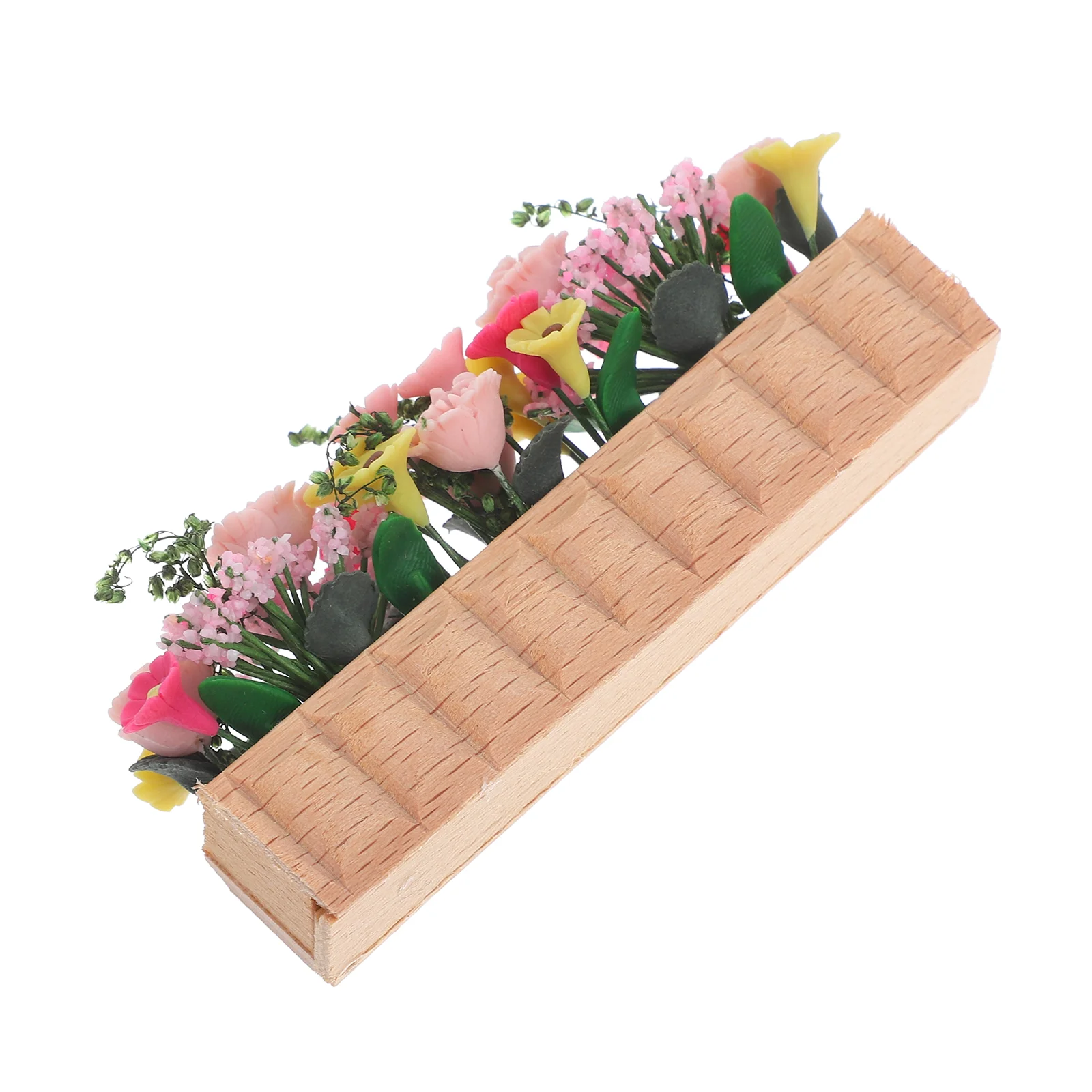 

12 Pcs Miniature Wooden Flower Pot Dollhouse Flowers Realistic Colorful Plant Model for Garden Decor Balcony Accessories