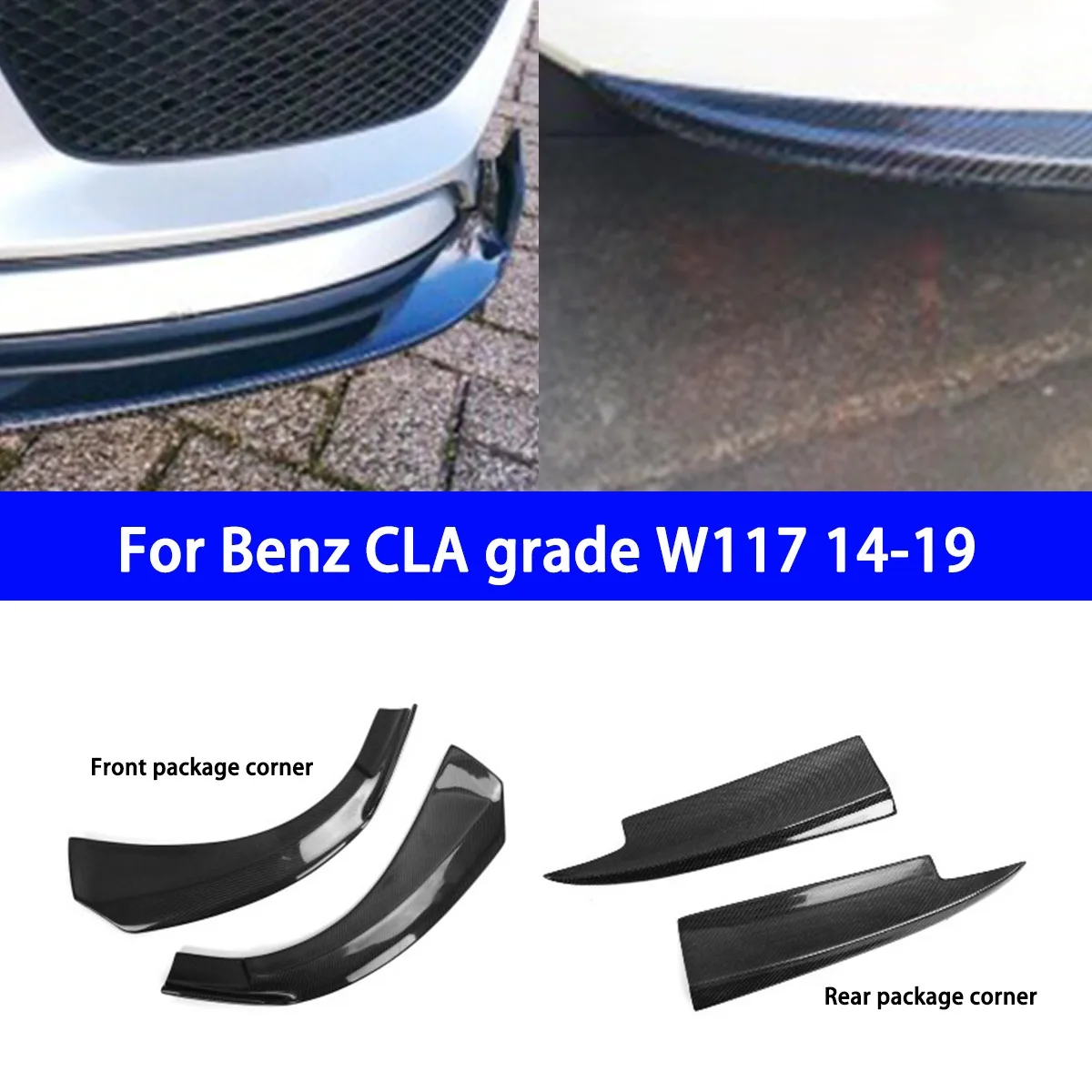 

For Mercedes Benz CLA Class W117 14-19 Models Modified with Genuine Carbon Fiber Front and Rear Corner Fenders and Spoilers