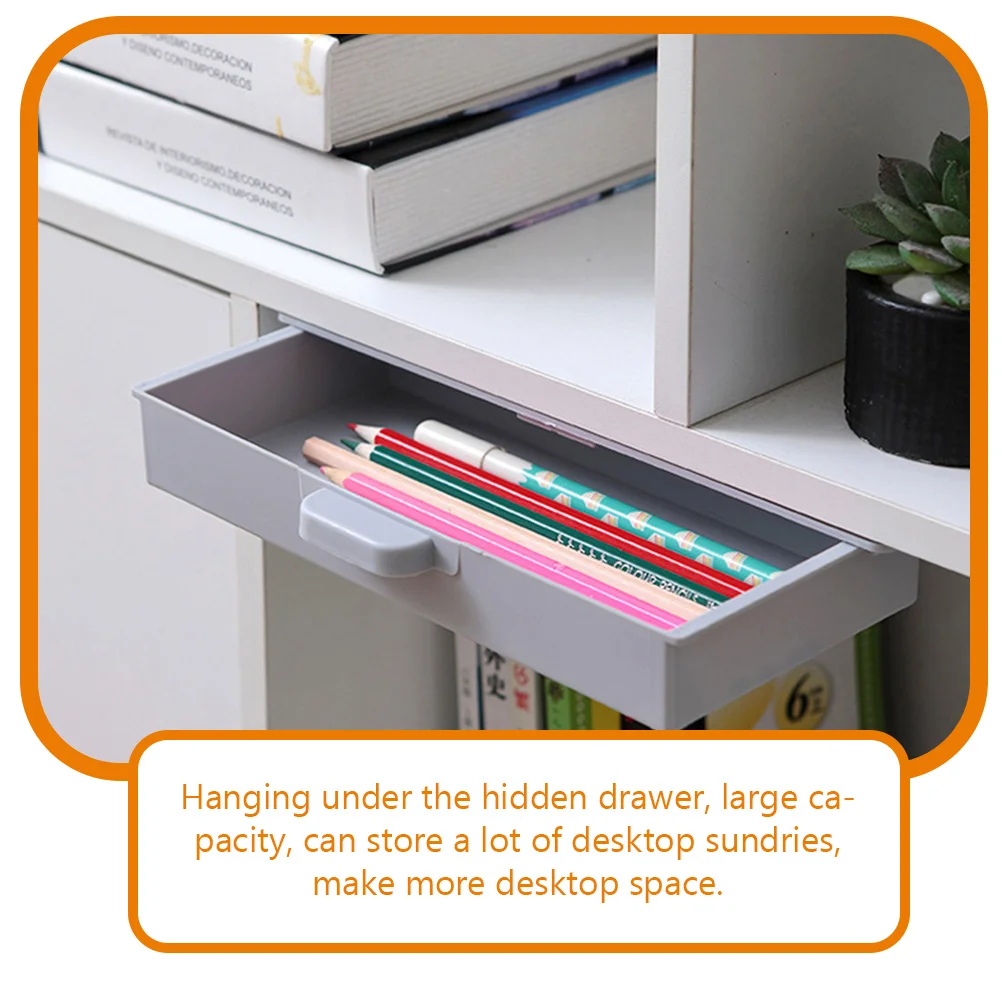 

2pcs Hidden Desk Drawer Under Desk Storage Box For Office Supplies Stationery Lipstick Jewelry Remote Controller Home