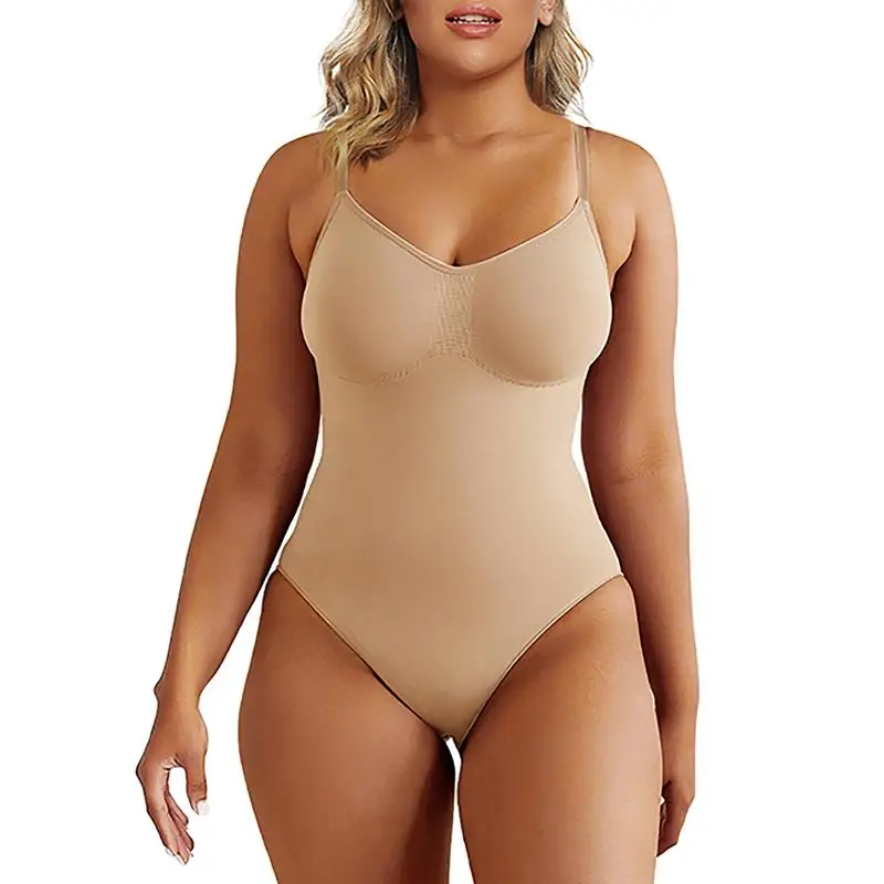 SHAPERX Body sin costuras para mujer, ropa moldeadora de barriga, estilo Tanga, cintura esculpida, traje de cuerpo ajustado, Tops para mujer