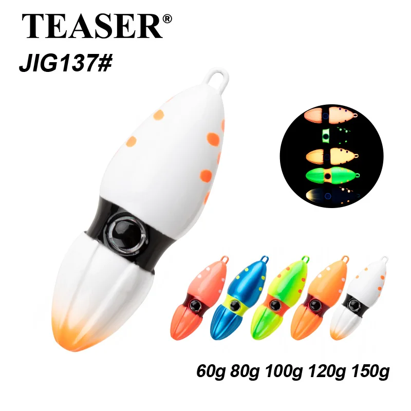 Señuelo de Pesca TEASER Yan Yue Gula Hou Biologic de Liberación Lenta 60g - 150g - Señuelo para Pesca de Lubina con Patrón de Superficie de Placa de Hierro Roja