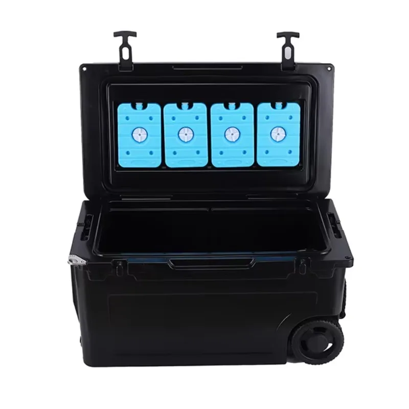 55Qt Heavy Duty Eco-Friendly Rotomolded Thermal Modern Custom Print Ice Chest Cooler Wheels Leakproof Waterproof Food Cans