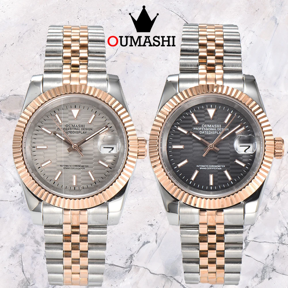 OUMASHI 39mm/36mm Automatic Mechanical Watch NH35 Automatic Movement Rose Gold Waterproof 10 ATM Sapphire Glass