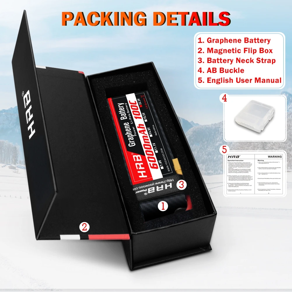 HRB 6S 6000mah بطارية الجرافين 100C 22.2V RC يبو البطارية مع موصل XT90-S ل RC هليكوبتر طائرة بدون طيار RC قارب