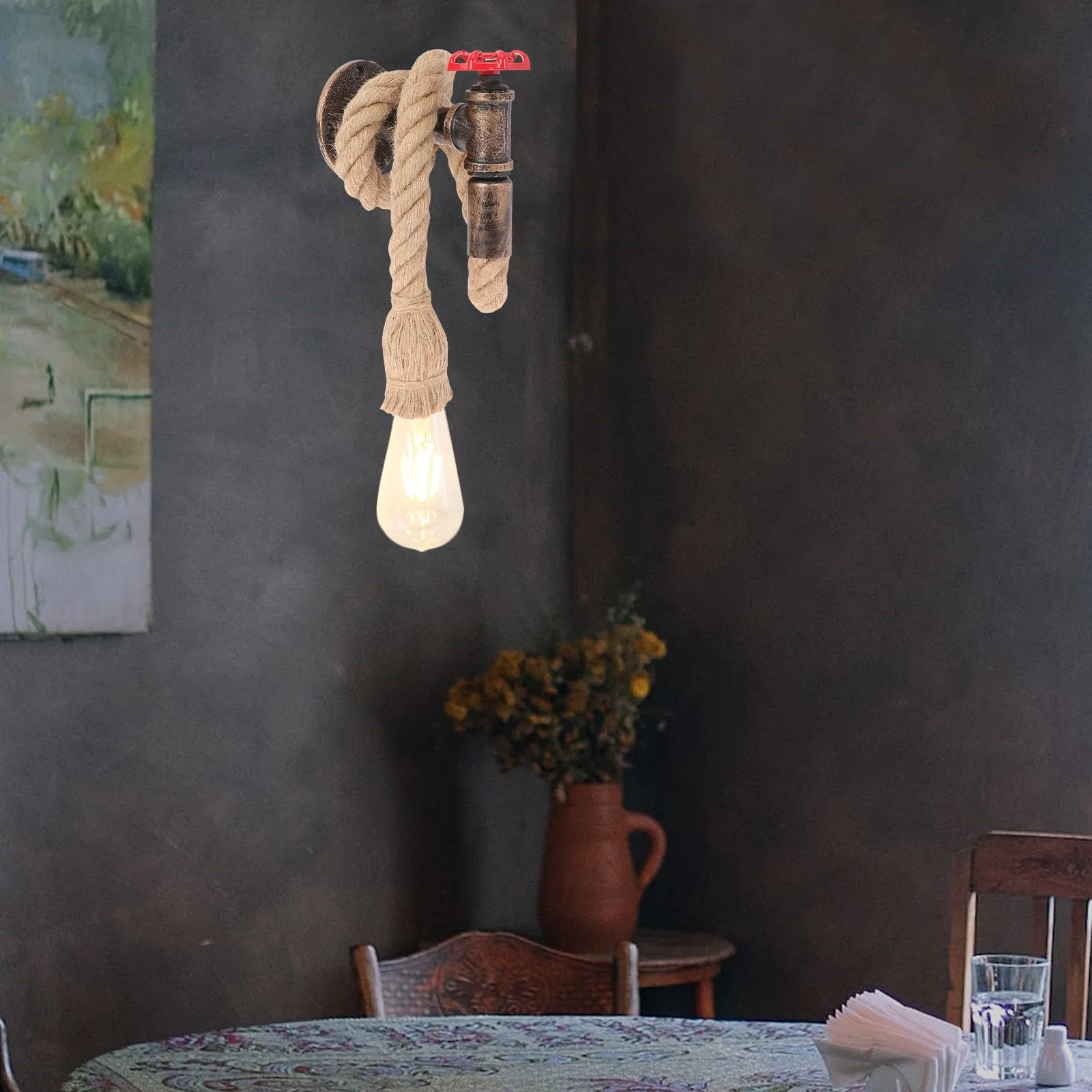 

Industrial Rope Wall Lamp Base Creative Vintage Light Decor For Bedroom Corridor Home Cafe Decoration Wall Lights