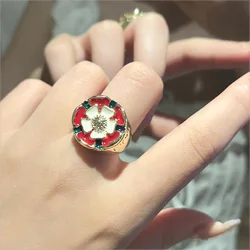 Reflux retro luxury Western Empress Dowager Tudor rose ring