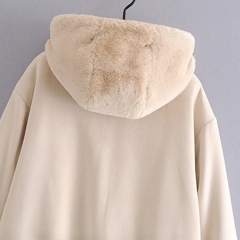 

Double-Sided Wear Fce Lined Lamb Fur Jaet Women's Coat Commute Sle Zipper Closure Long Sve Loose Fit Outerwear