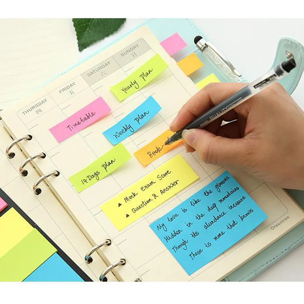Colorful Adhesive Bookmark Stickers for Study Planner – 12-Pack Label Stickers for File Classification