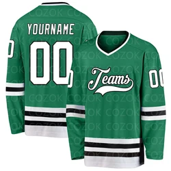 Custom Green White Hockey 3D Print You Name Number Men Women Ice Hockey Jersey Competition Training Jerseys