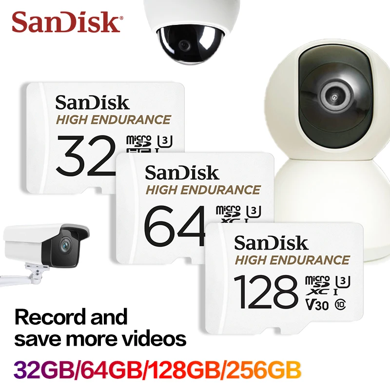 SanDisk High Endurance Micro SD Card 256GB Video Monitoring TF Card 128GB MicroSD Card 64GB Memory Card 32GB For Video
