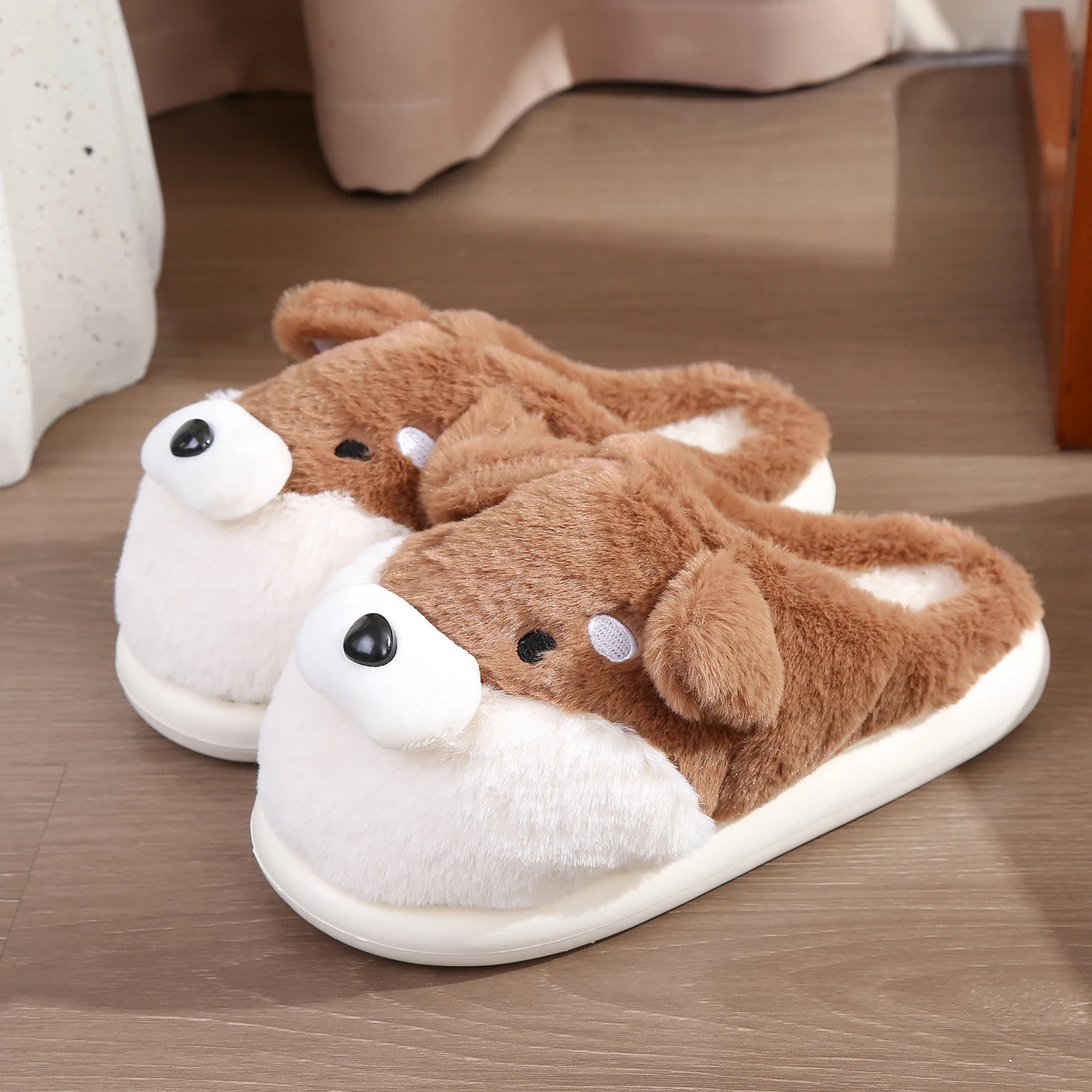 Winter Warm Flat Fur Slippers Women Men Faux Suede Fluffy Furry Home Slides Woman Comfort Non Slip Indoor Floor Cotton Shoes