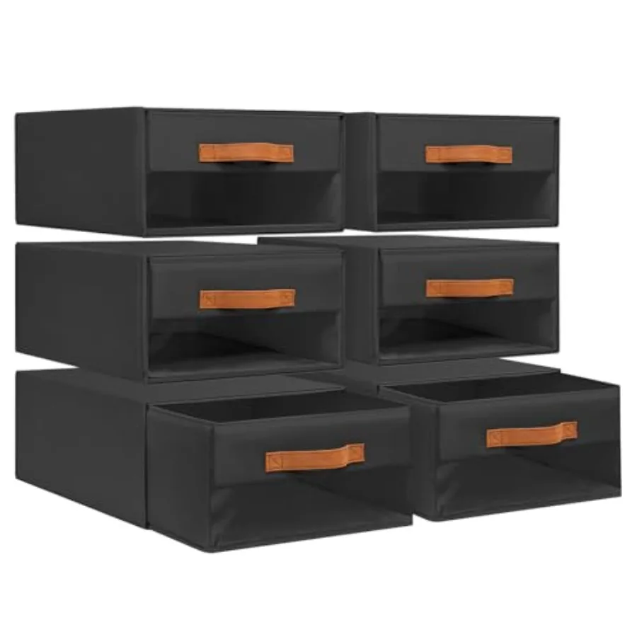 

Closet Organizers and Storage - Foldable Storage Bins with Drawers Fabric Stackable Storage Drawers with Clear Window, Fabric C