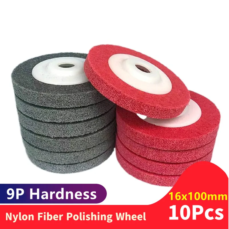 10PCS 9P Hardness 4inch 100mm Nylon Fiber Polishing Wheel Grinding Pad For Angle Grinder Non Woven Round Sanding Disc